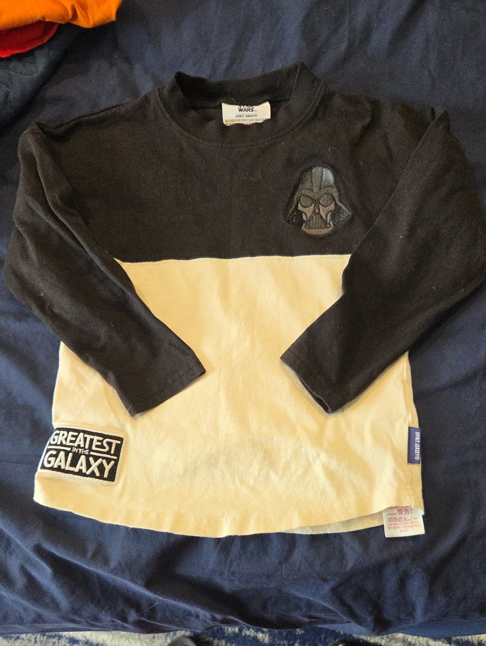 Disney Star Wars Spirit Jersey, Black and Cream Long Sleeve, Size S (6/7)